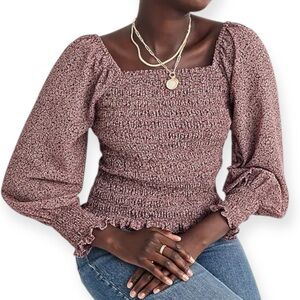 MADEWELL Lucie Bubble-Sleeve Smocked NWT Top - Cottage Garden Size S Cottagecore